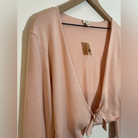 NWT J Jill Cardigan Sweater Blush Pink 80% Silk 20% Cotton Blend Tie Front Med - Picture 3 of 11